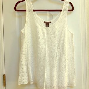 Sleeveless white eyelet top